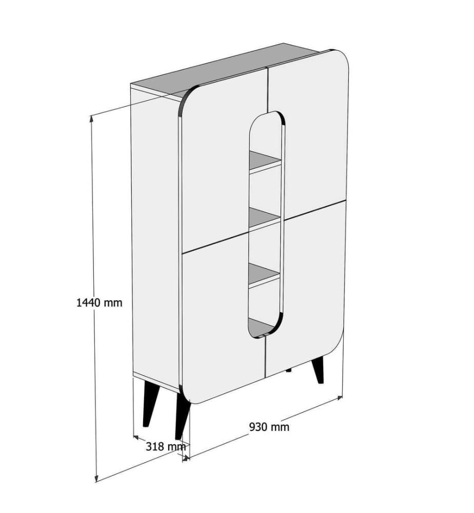 Multi Purpose Cabinet, WalnutYellow, Melamine Coated Particle Board