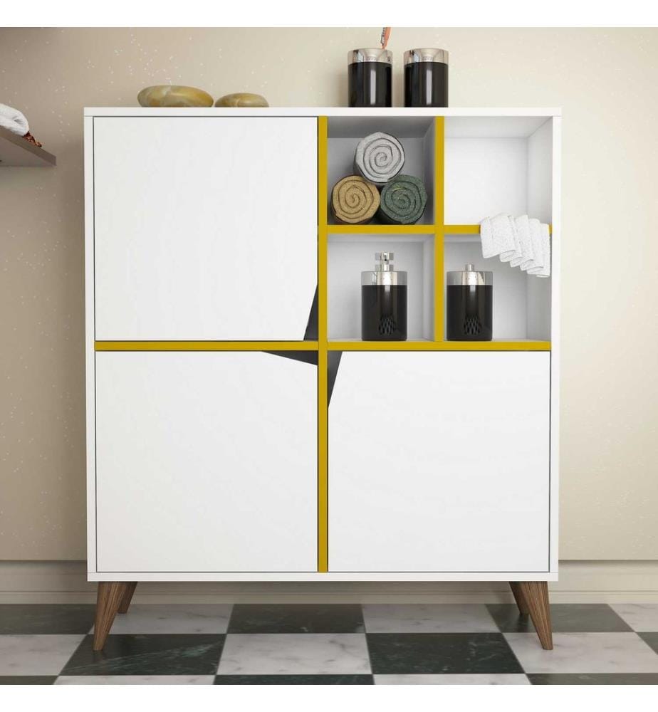 Multi Purpose Cabinet, WhiteYellow, Melamine Coated Particle Board