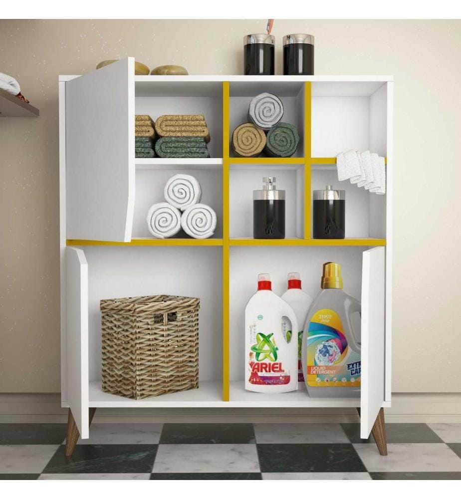 Multi Purpose Cabinet, WhiteYellow, Melamine Coated Particle Board