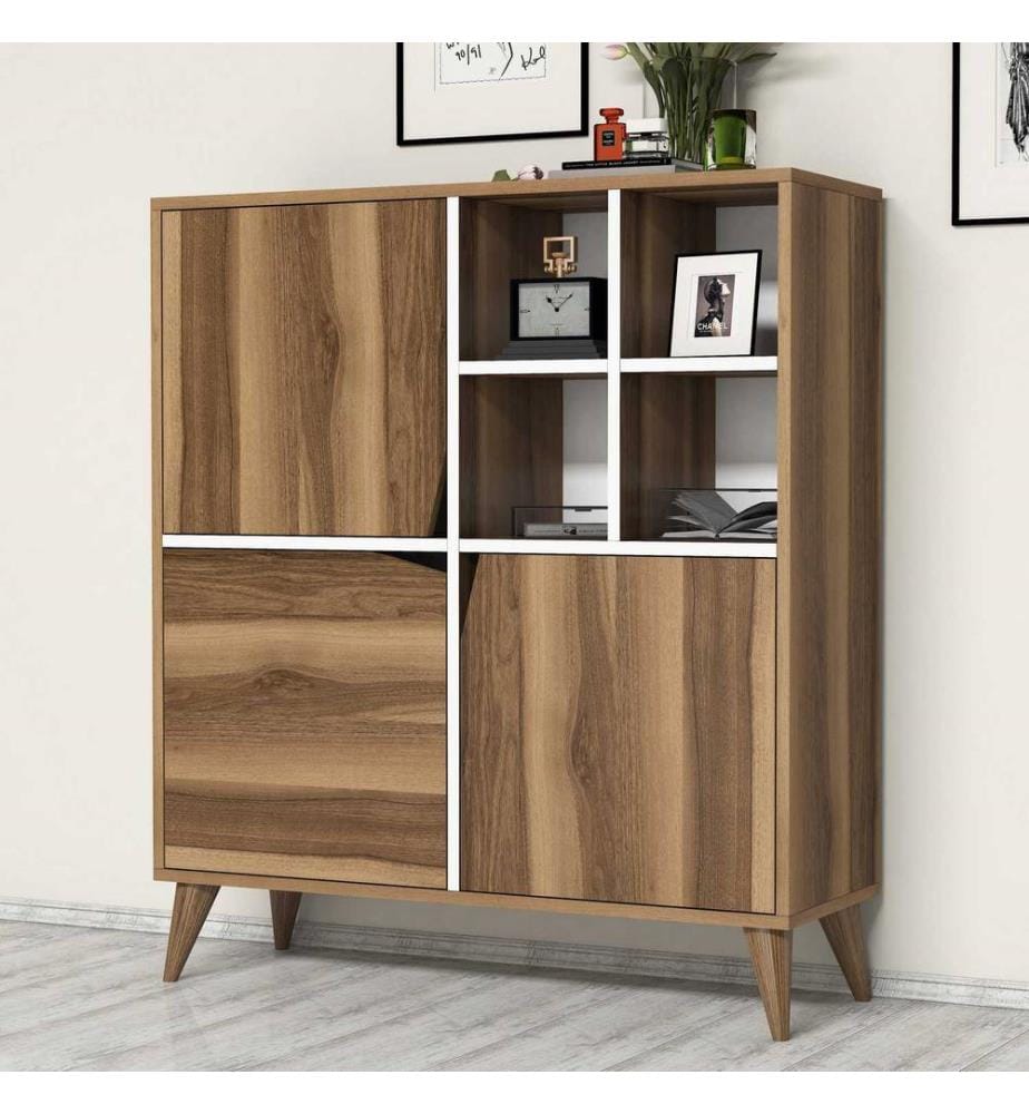 Multi Purpose Cabinet, WalnutWhite, Melamine Coated Particle Board