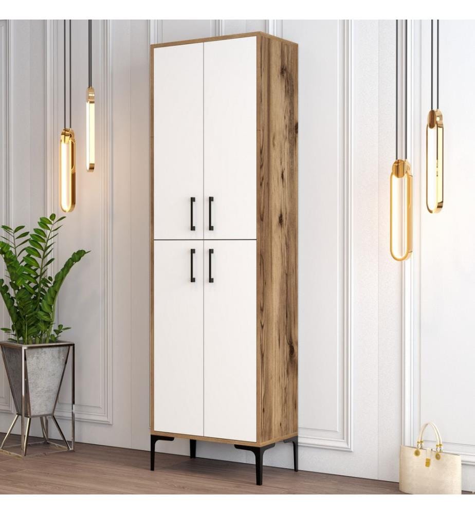 Shoe Cabinet, WalnutWhite, Melamine Coated Particle Board