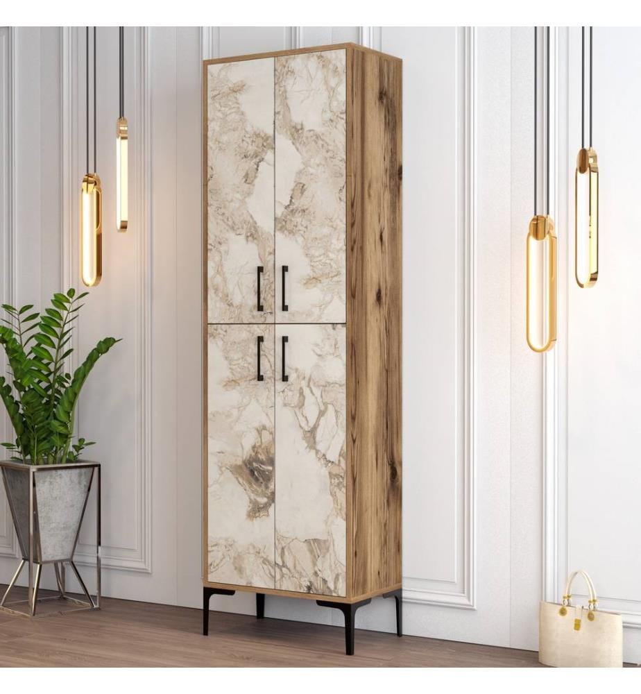 Shoe Cabinet, WalnutWhite, Melamine Coated Particle Board