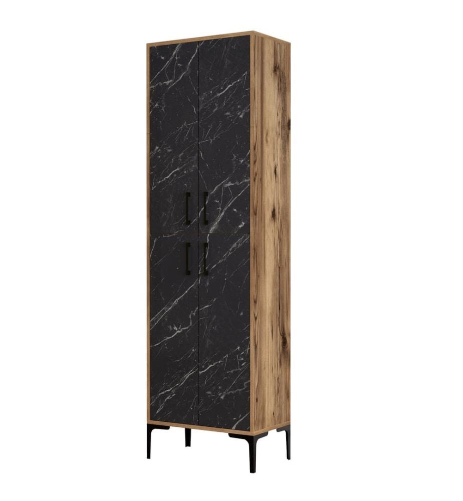 Nussbaumfarbe,Schwarz, Schuhschränke, 200X60X35 cm, Melaminbeschichtete Partikelplatte