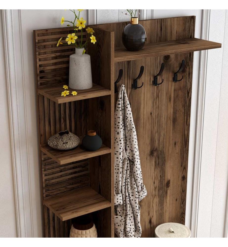 Hall Stand, Walnut, Melamine Coated Particle Board