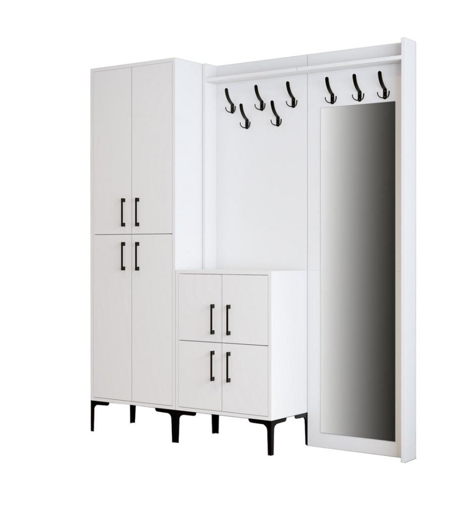 Bianco, Supporto Per La Guardia Di Guardaroba, 200X180X35 cm, Piastra Di Particelle Con Rivestimento Melamina