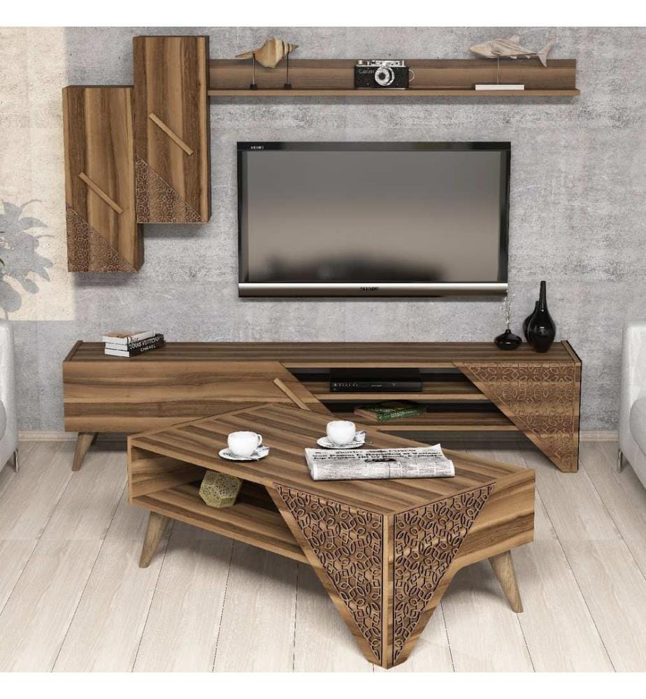 Nussbaumfarbe, Wohnzimmer, 40X180X37 cm, Melaminbeschichtete Partikelplatte