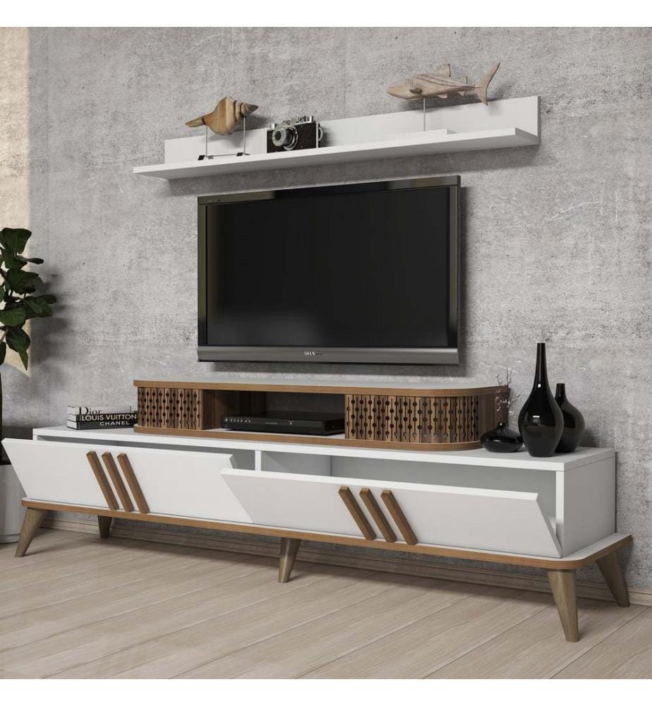 Weiss, Wohnzimmer, 51,6X168X39 cm, Melaminbeschichtete Partikelplatte