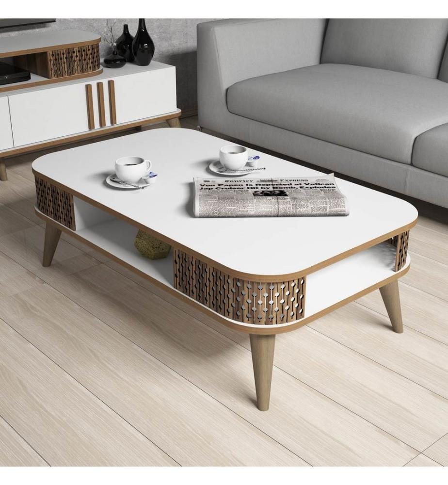 Weiss, Wohnzimmer, 51,6X168X39 cm, Melaminbeschichtete Partikelplatte