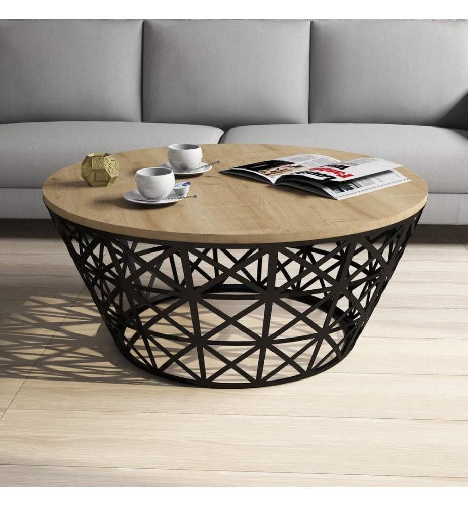 Noire, Noirs, Tables Basses, 90X90X38 cm, Plaque De Particules Enrobée De Mélamine