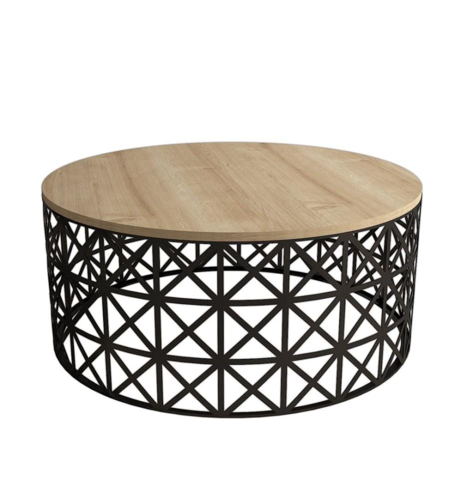 Couleur Chêne, Noire, Tables Basses, 90X90X38 cm, Plaque De Particules Enrobée De Mélamine