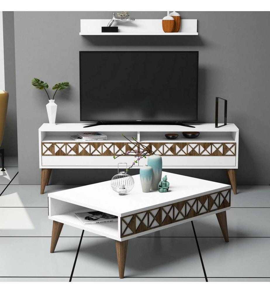 Weiss, Wohnzimmer, 50X150X30 cm, Melaminbeschichtete Partikelplatte
