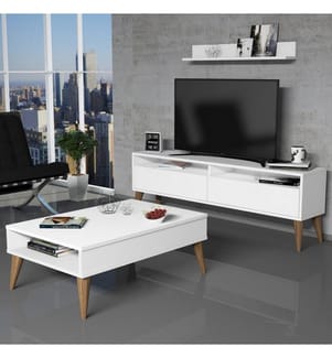 Weiss, Wohnzimmer, 50X150X30 cm, Melaminbeschichtete Partikelplatte