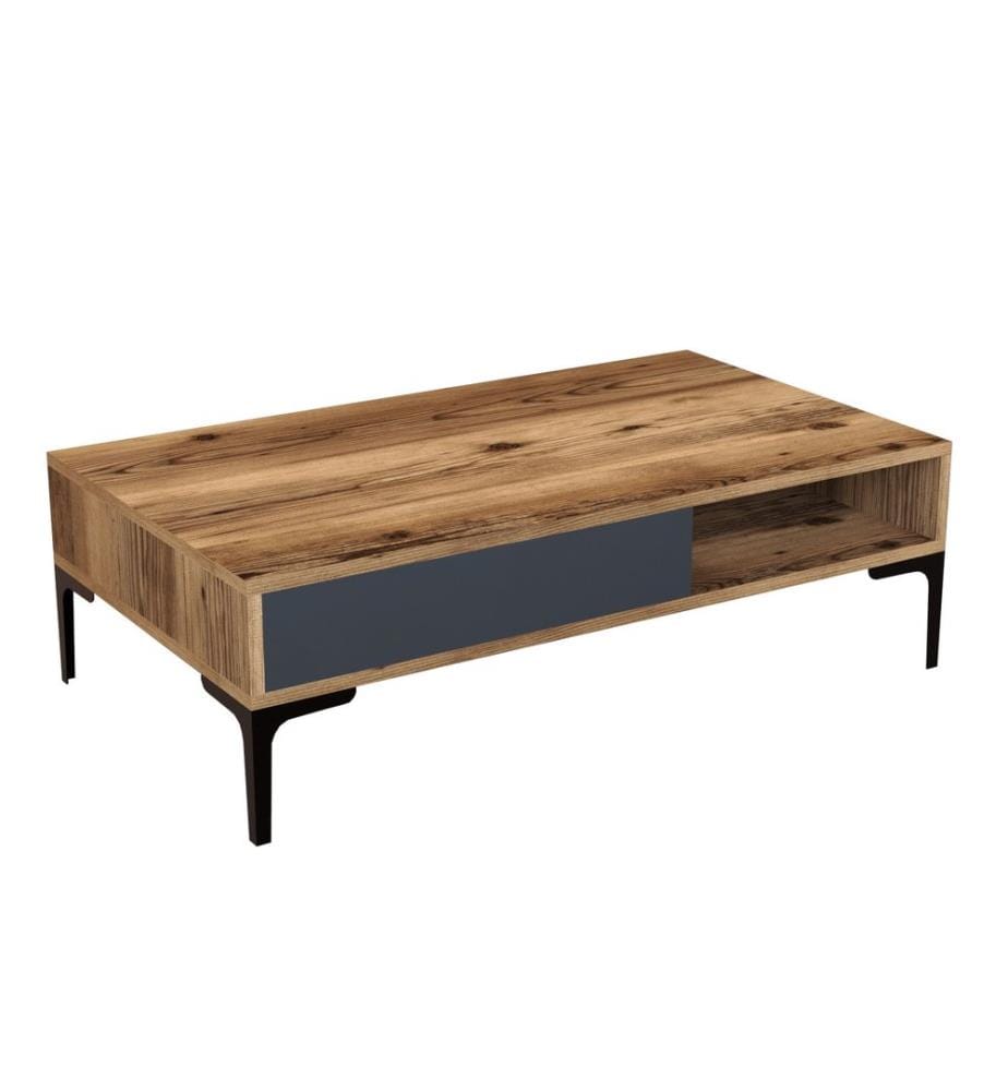 Nussbaumfarbe,Anthrazit, Couchtische, 32,6X105X60 cm, Melaminbeschichtete Partikelplatte