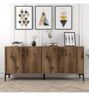 Nussbaumfarbe, Kommoden, 78X180X35 cm, Melaminbeschichtete Partikelplatte