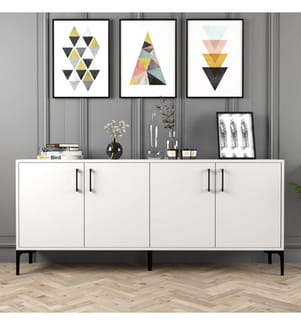 Weiss, Kommoden, 78X180X35 cm, Melaminbeschichtete Partikelplatte