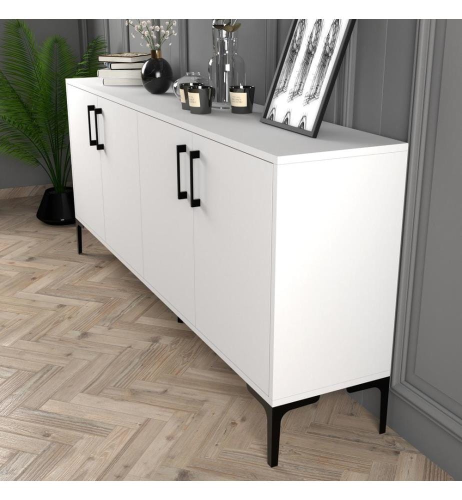 Console, White, Melamine Coated Particle Board