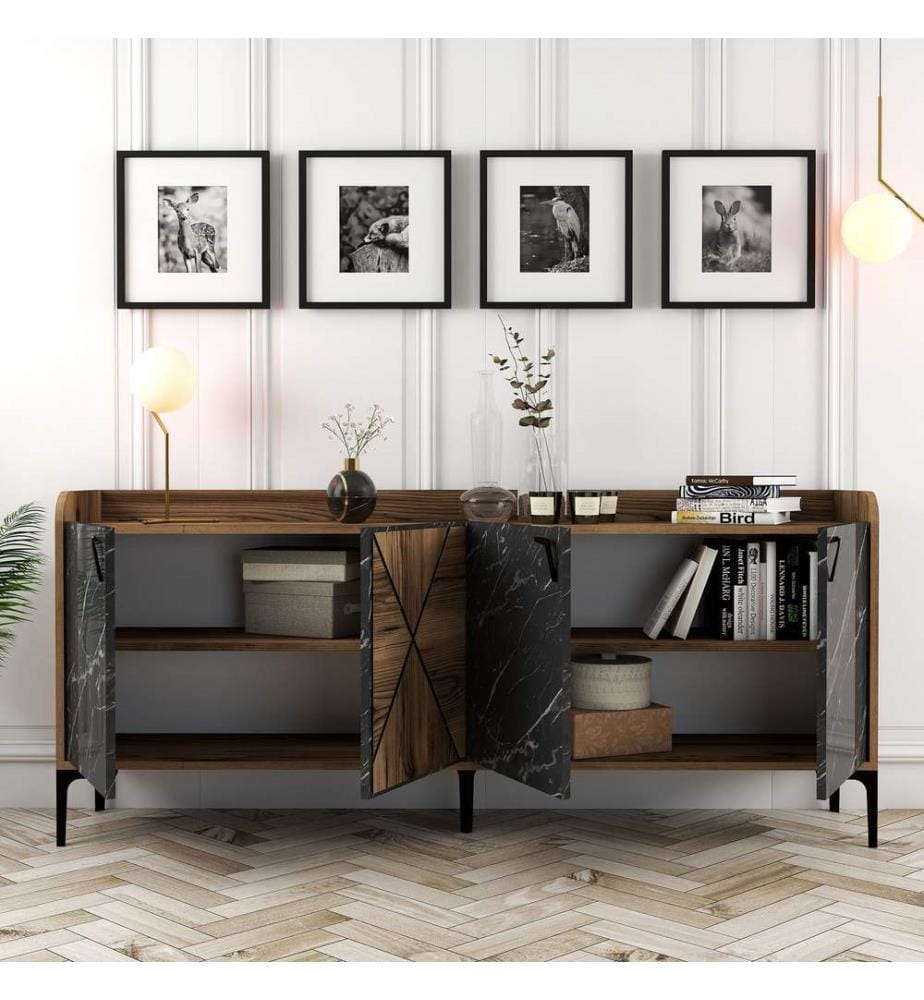 Console, WalnutBlack, Melamine Coated Particle Board
