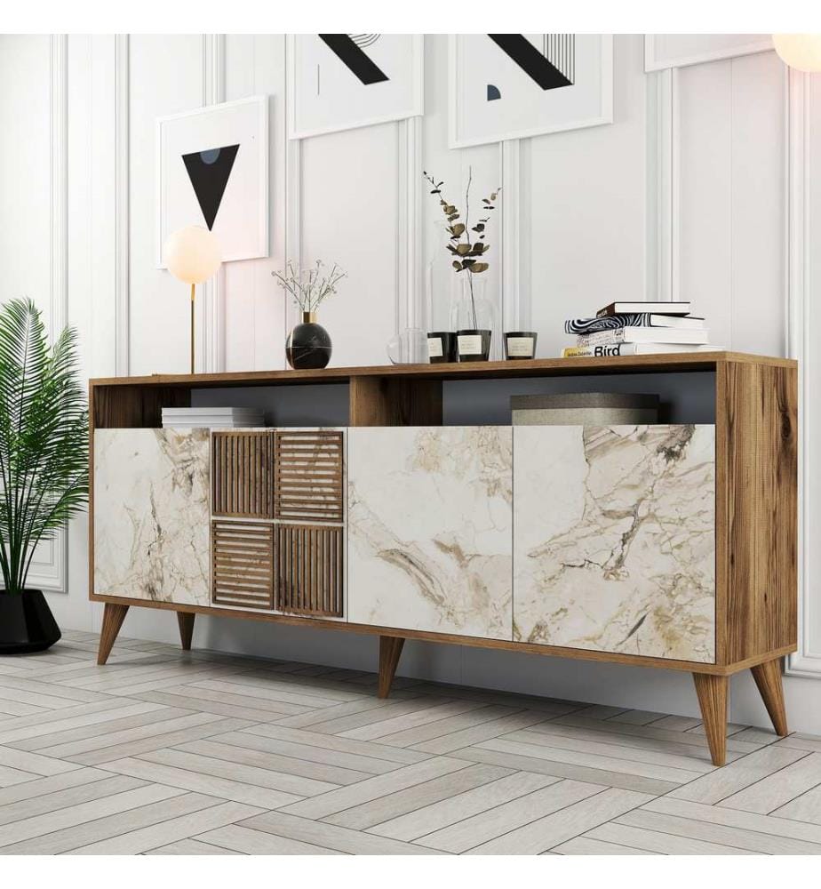 Console, WalnutWhite, Melamine Coated Particle Board