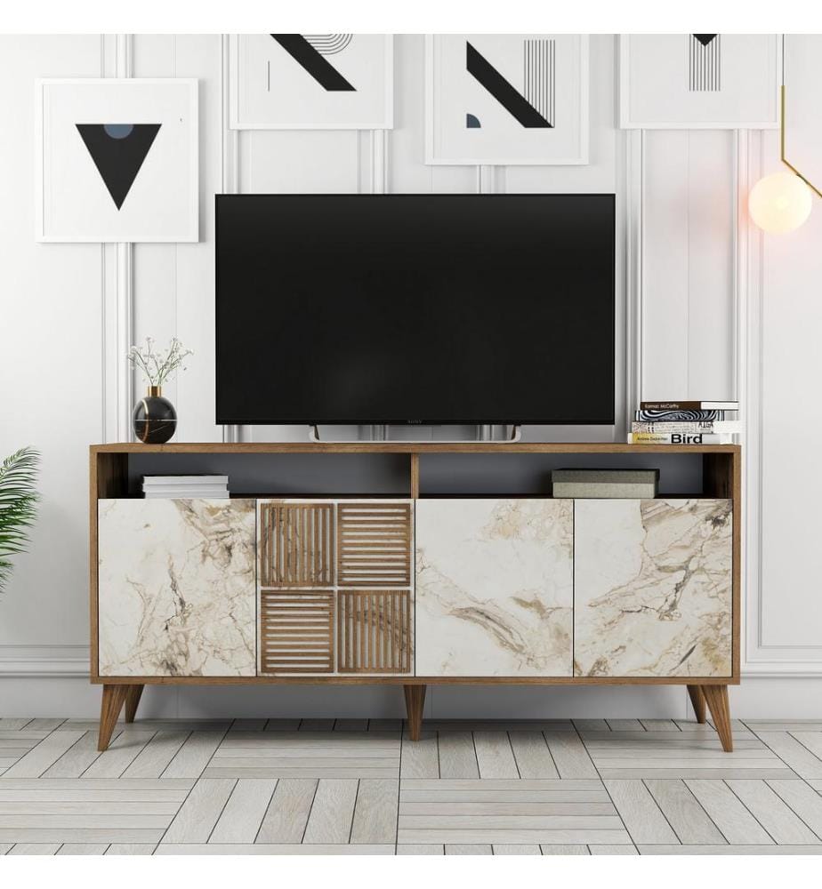 Nussbaum, Kommoden, 78X160X35 cm, Melaminbeschichtete Partikelplatte