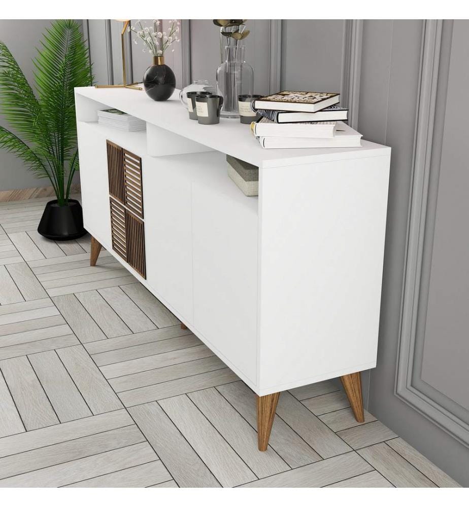 Bianco, Cassette Di Cassetti, 78X160X35 cm, Piastra Di Particelle Con Rivestimento Melamina