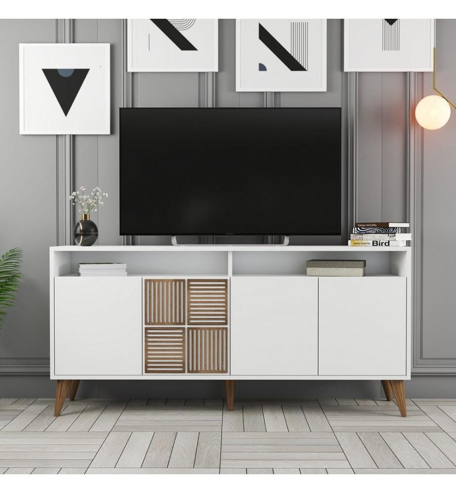 Bianco, Cassette Di Cassetti, 78X160X35 cm, Piastra Di Particelle Con Rivestimento Melamina