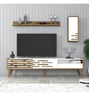 Mobile TV, Noce, Bianco, Pannello di particelle rivestito in melamina