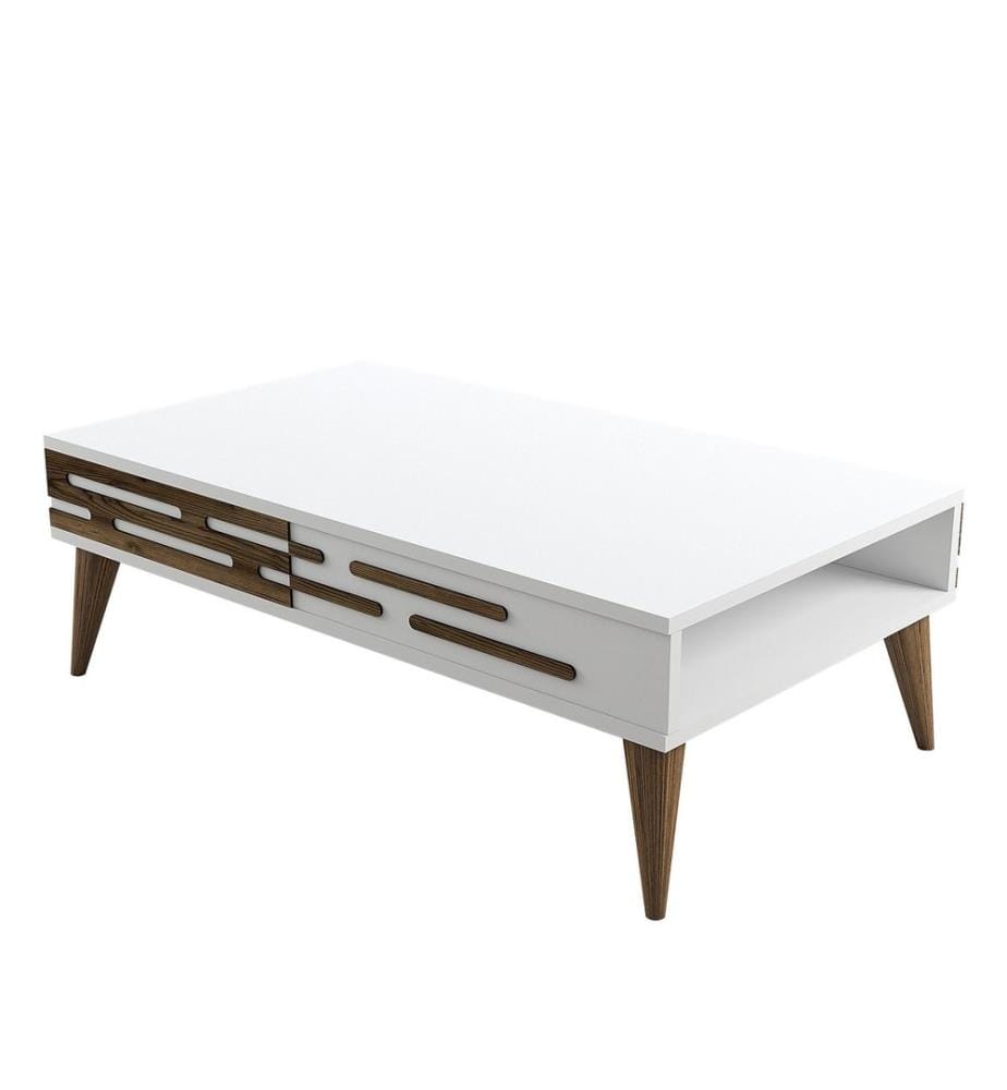 Table basse, Noyer, Blanc, Panneau de particules mélaminé