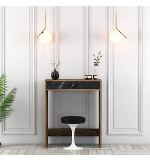 Table de maquillage, Noyer, Noir, Marbre, Panneau de particules mélaminé