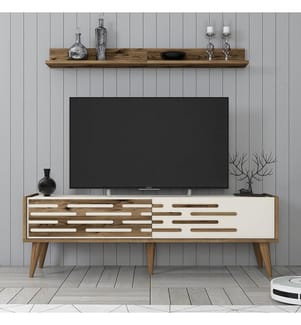 Mobile TV, Noce, Crema, Pannello di particelle rivestito in melamina