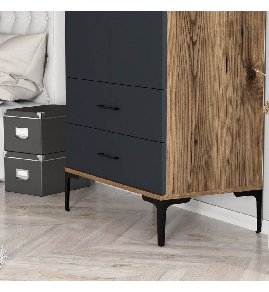 Armoire, Noyer, Anthracite, Panneau de particules mélaminé