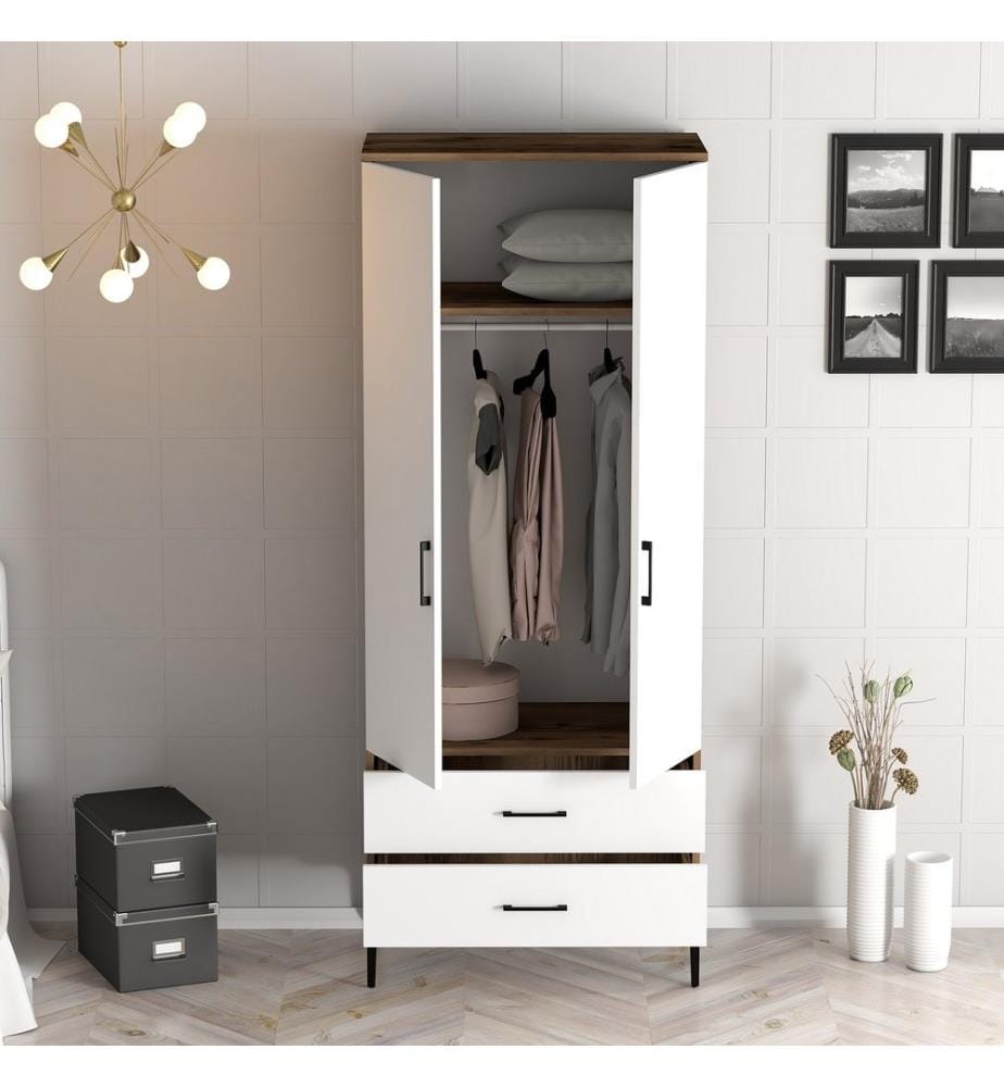 Armoire, Noyer, Blanc, Panneau de particules mélaminé