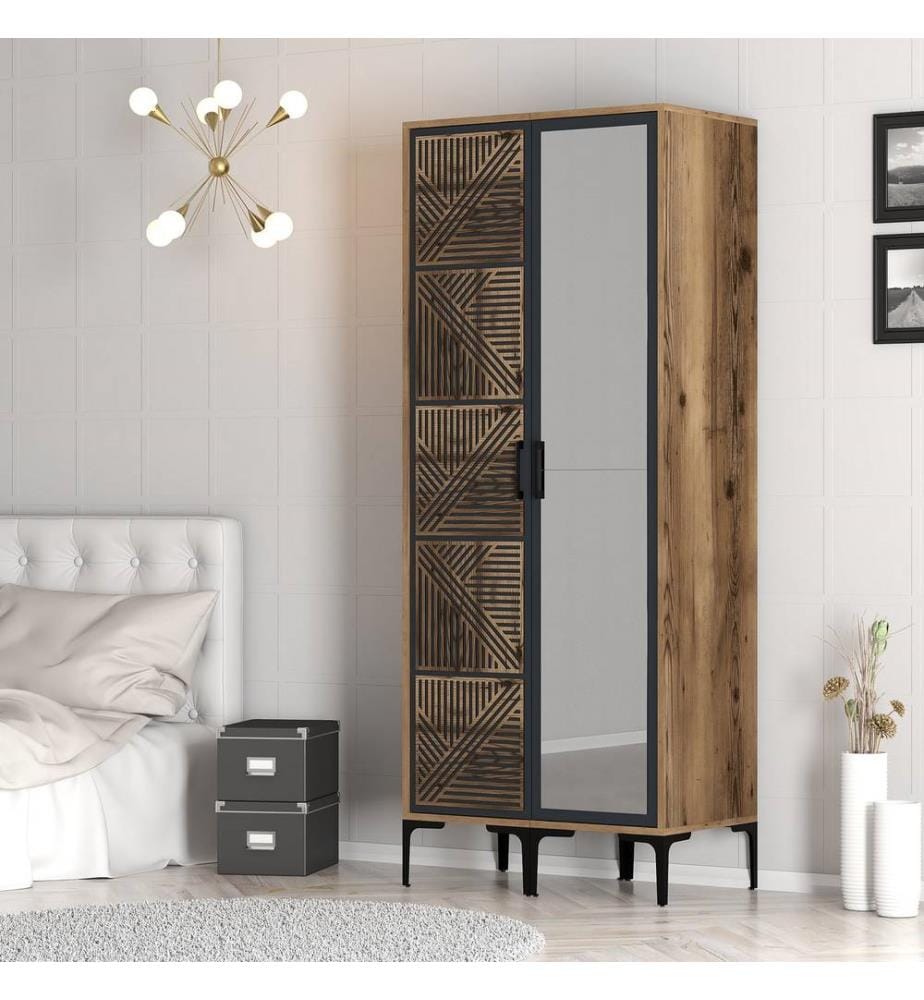 Armoire, Noyer, Anthracite, Panneau de particules mélaminé