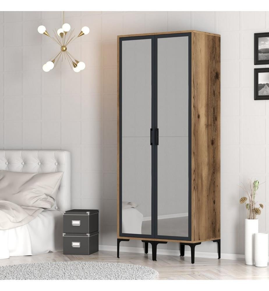Armoire, Noyer, Anthracite, Panneau de particules mélaminé