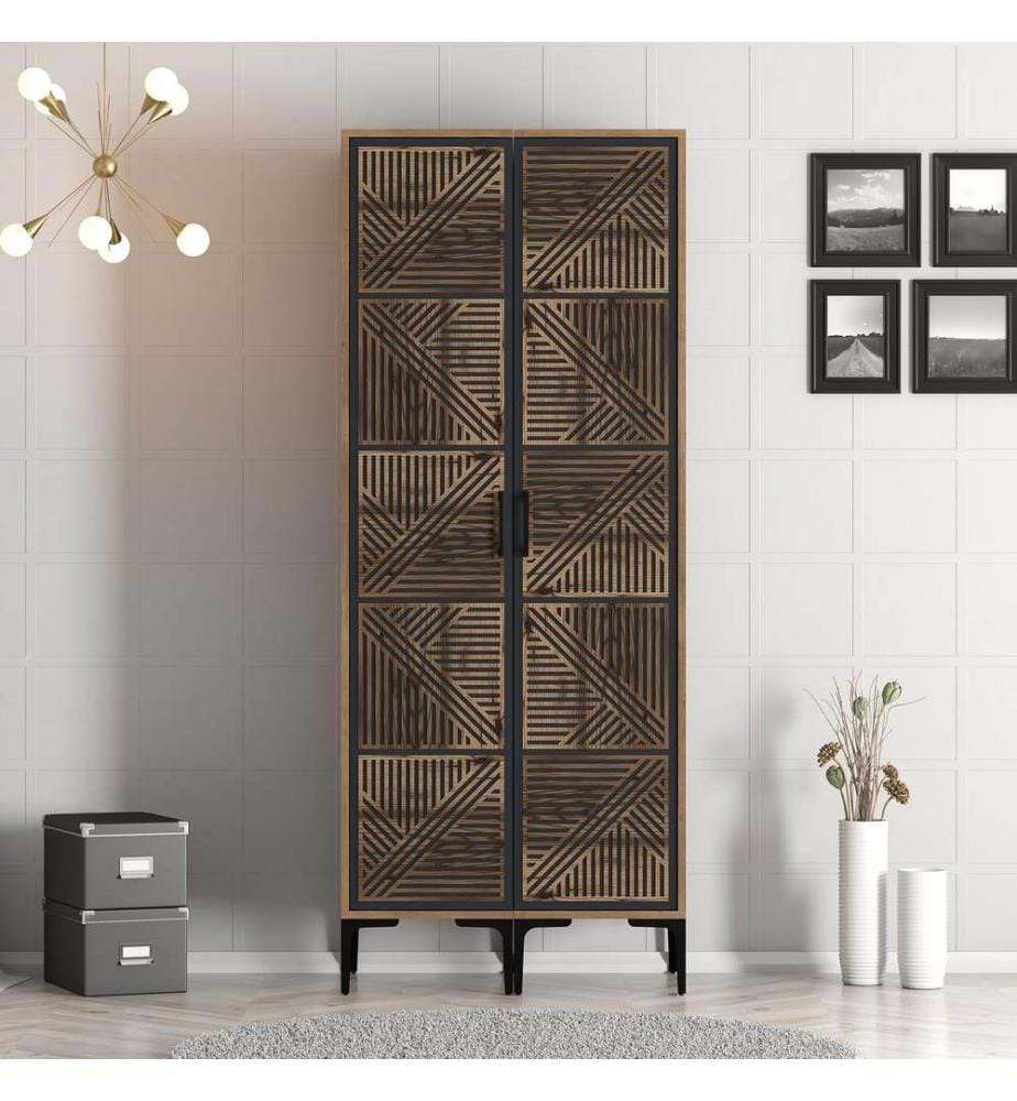 Armoire, Noyer, Anthracite, Panneau de particules mélaminé