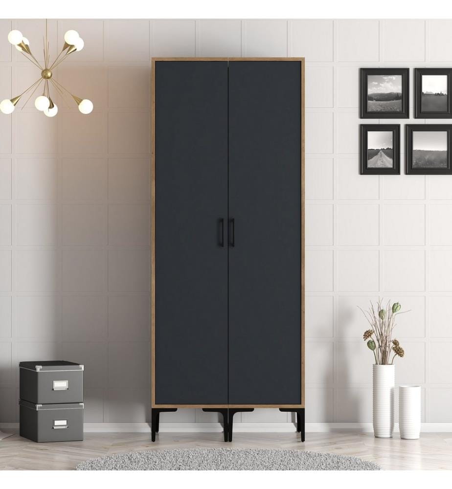 Armoire, Noyer, Anthracite, Panneau de particules mélaminé
