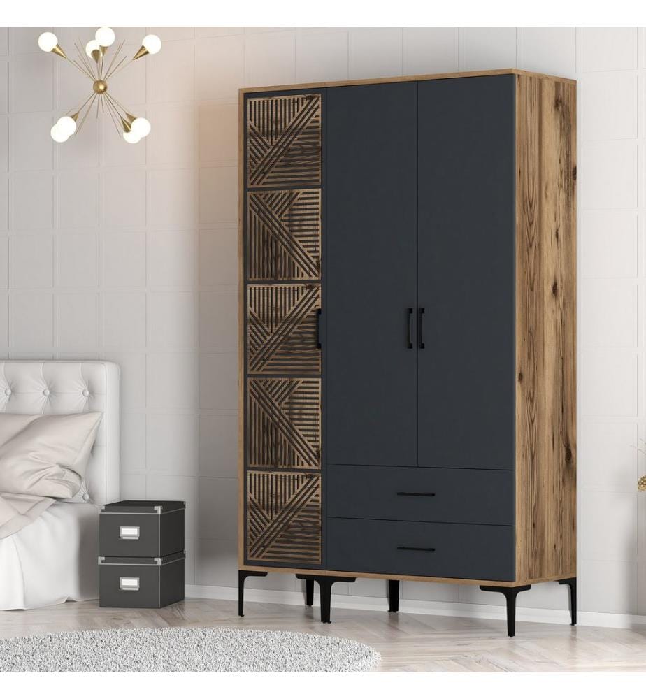 Armoire, Noyer, Anthracite, Panneau de particules mélaminé