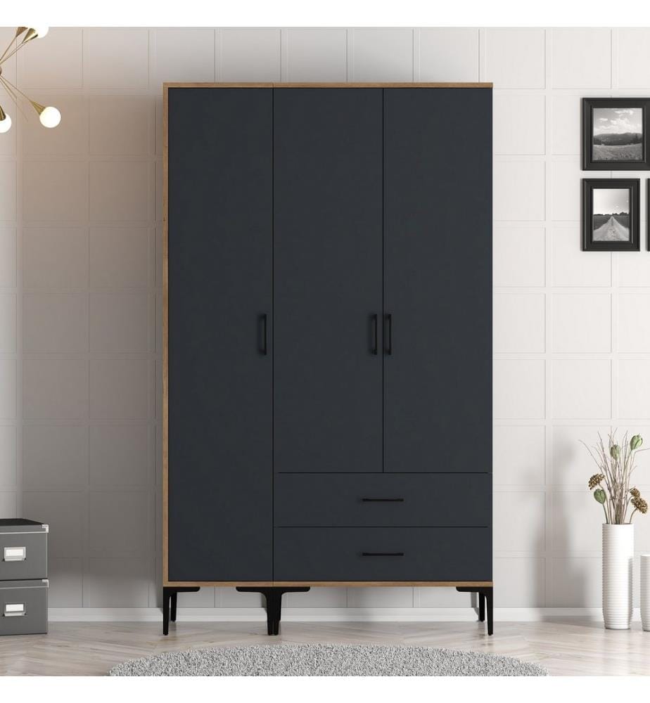 Armoire, Noyer, Anthracite, Panneau de particules mélaminé