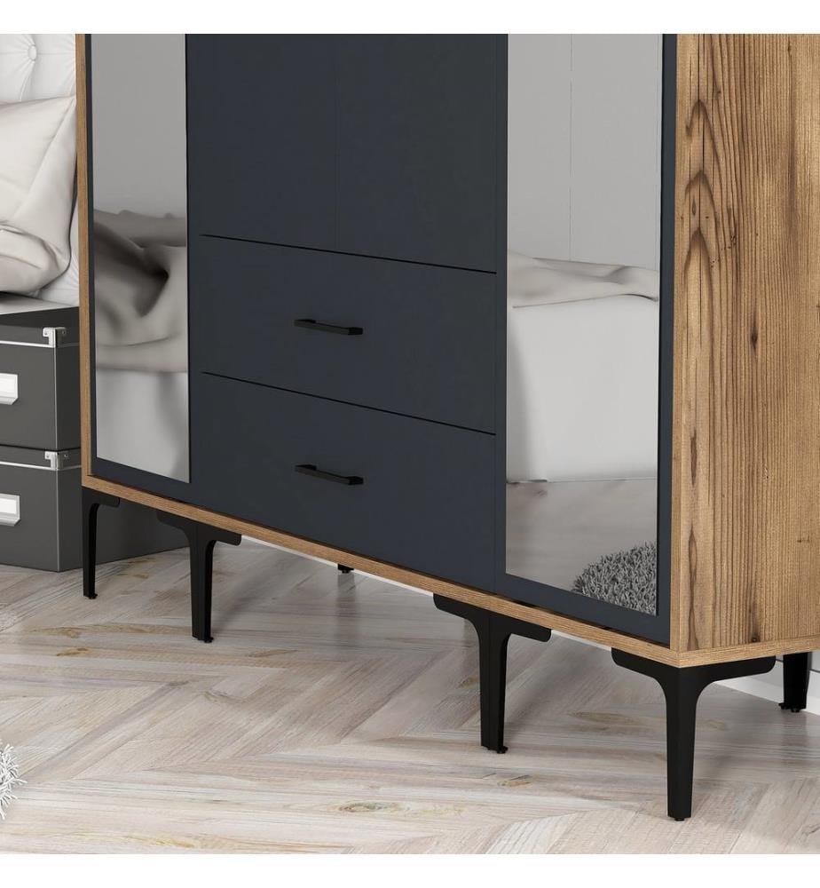Armoire, Noyer, Anthracite, Panneau de particules mélaminé
