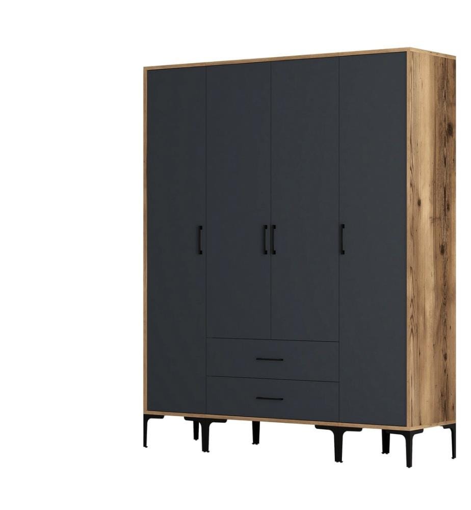Armoire, Noyer, Anthracite, Panneau de particules mélaminé