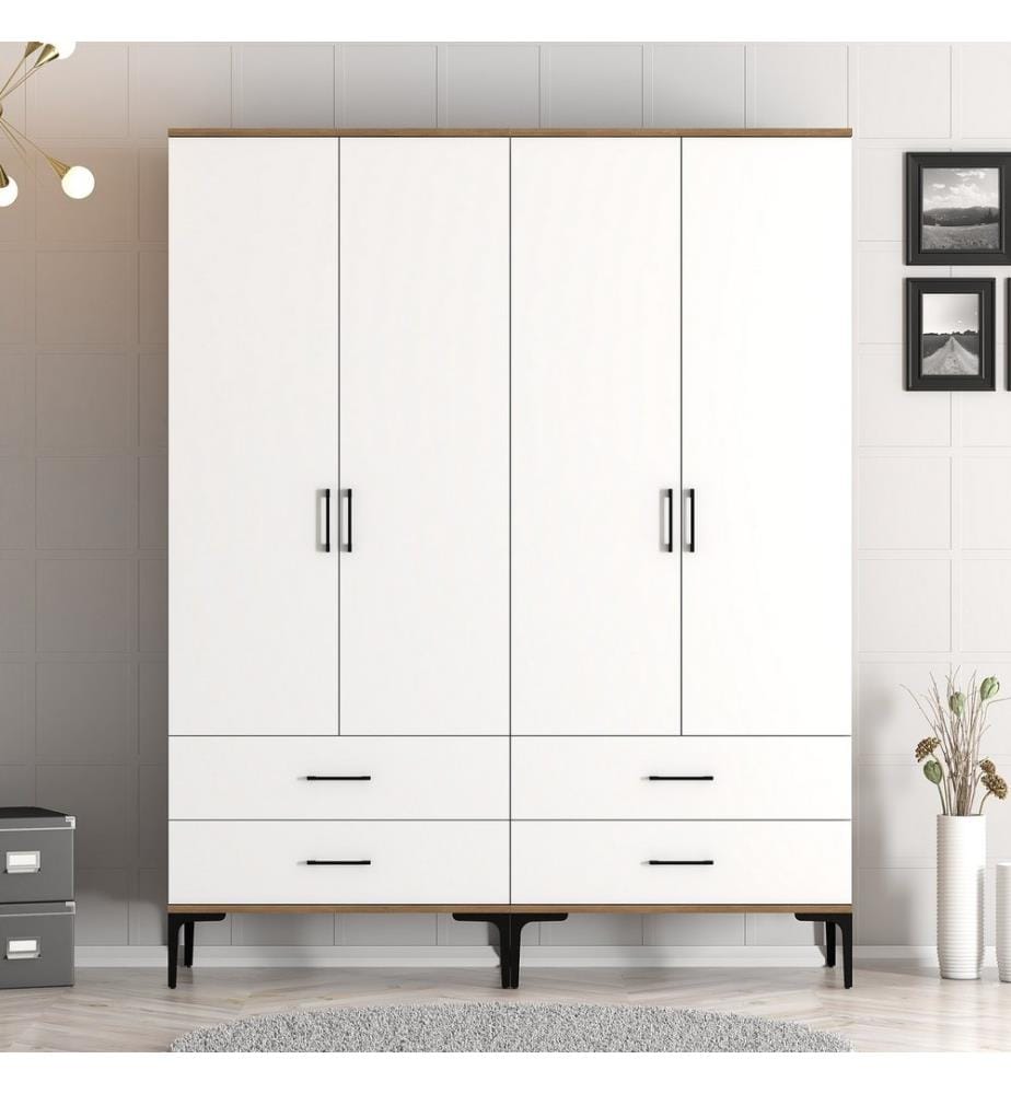 Armoire, Noyer, Blanc, Panneau de particules mélaminé