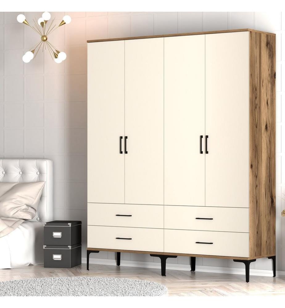 Armoire, Noyer, Crème, Panneau de particules mélaminé