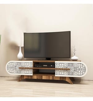 Mobile TV, Noce, Crema, Pannello di particelle rivestito in melamina
