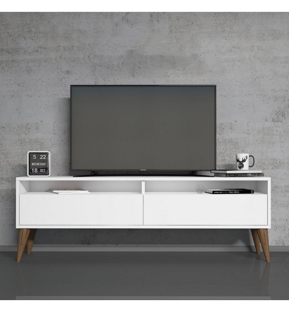 Meuble TV, Blanc, Panneau de particules mélaminé