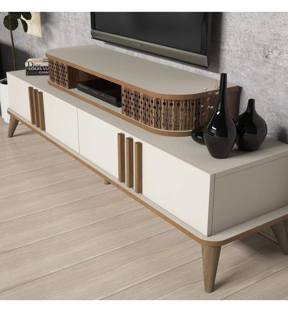TV-Schrank, Creme, Spanplatte mit Melaminharzbeschichtung
