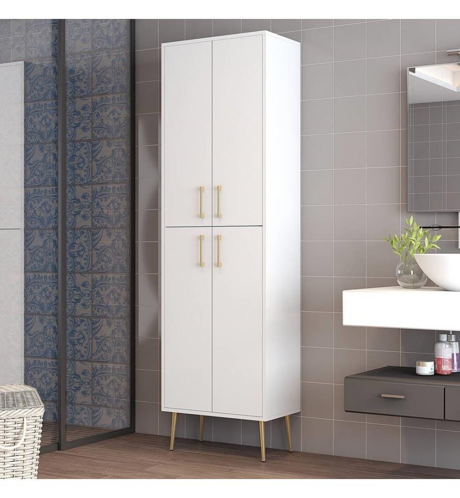 Meuble polyvalent, blanc, or, panneau de particules mélaminé
