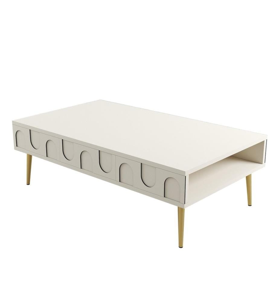 Tavolino da caffè, Crema, Oro, 100% Melamine rivestito Particle Board