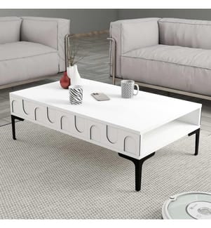 Table basse, blanc, noir, 100% Melamine Particle Board