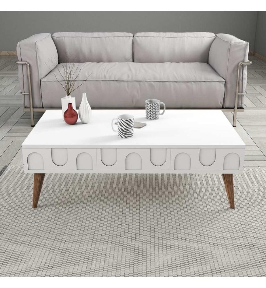 Table à café, White, Walnut, 100% Melamine Coated Particle Board