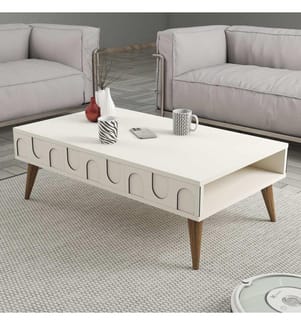 Couchtisch, Creme, Nussbaum, 100% Melaminharzbeschichtete Spanplatte