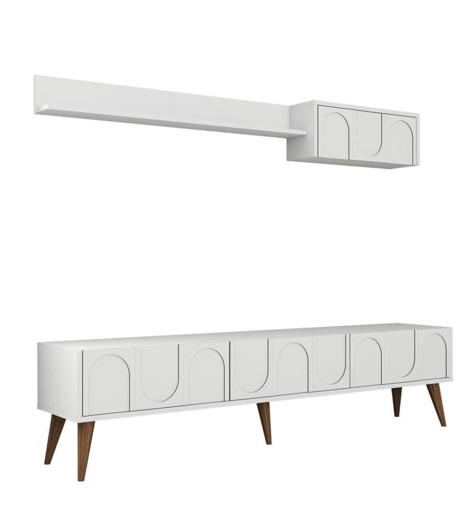 Meuble TV, Blanc, Noyer, 100% Melamine Particle Board